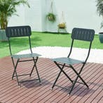 Klapstoel Sande set van 2 tuinstoelen 84,5x42x50 cm zwart [e, Verzenden, Nieuw