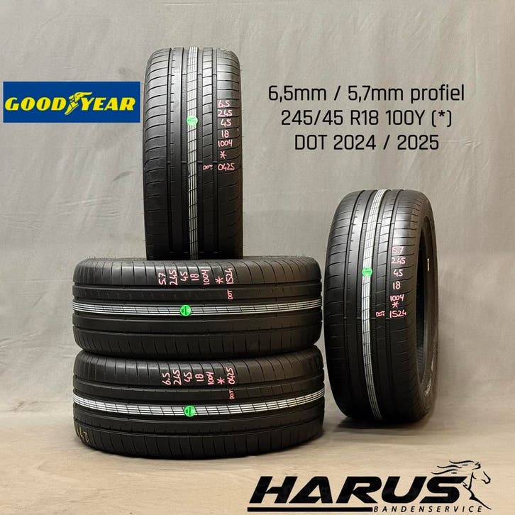 245/45/18 100Y * Goodyear zomerbanden 6,5/6mm profiel 4X, Auto-onderdelen, Banden en Velgen, 18 inch, Erkend duurzaam, Zomerbanden