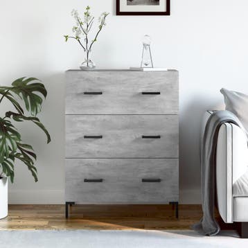 vidaXL Dressoir 69,5x34x90 cm bewerkt hout betongrijs, Verzenden, Nieuw, 50 tot 100 cm, 25 tot 50 cm