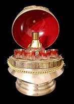 Drankkast - Metaal, Glas - helm met glazenhouder, Antiek en Kunst