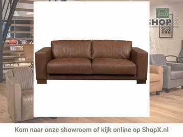 Leren bank Clear - 3 zits - Kenia Brown (bruin) - Poten, Bohemian, Eigentijds, Modern, Retro, Vintage, Nieuw, Ophalen of Verzenden