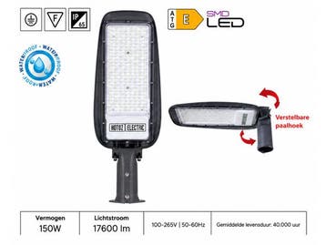 Veiling - 5x LED Straatlantaarn 150W – 6400K – Grijs –, Nieuw