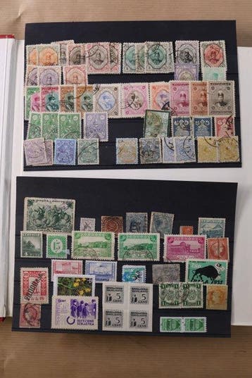 Wereld 1860/1980 - Lot in 5 stockboeken + ringbandje, Gestempeld