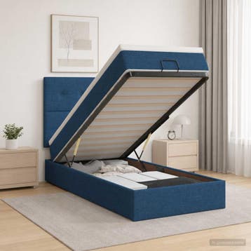 vidaXL Ottoman bed met matras met hoofdeinde Blauw 90 x 200, Verzenden, Nieuw, Eenpersoons, Blauw