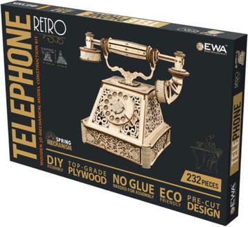 Eco Wood 3D Houten Retro Telefoon DIY Modelbouw (Recreatie), Verzenden, Nieuw