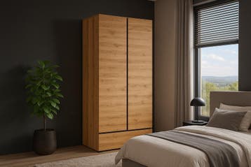 Kledingkast Crotone - Eiken - 2-Deurs met Lade, Huis en Inrichting, Kasten | Kledingkasten, Verzenden, Nieuw, Met lade(s)