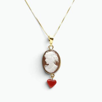 Koraal - Argento 925 - Cameo - Handgegraveerde camee