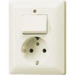 Jung Wandcontactdoos + randaarde + wissel wit (creme), Nieuw, Stopcontact