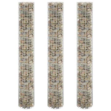 vidaXL Gabion plantenbakken 3 st rond verhoogd Ø30x200 cm, Verzenden, Minder dan 60 cm, Nieuw, Metaal