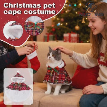 Feestelijke Kerst Cape voor Hond en Kat met Strik en Belletj, Verzenden, Nieuw