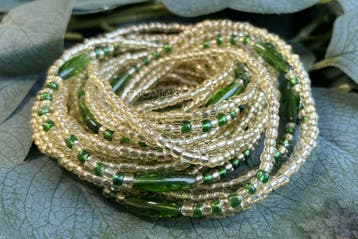 Waist Beads / Afrikaanse Heupketting - ADAMAZA - Groen (elas, Sieraden, Tassen en Uiterlijk, Kettingen, Ophalen of Verzenden, Nieuw