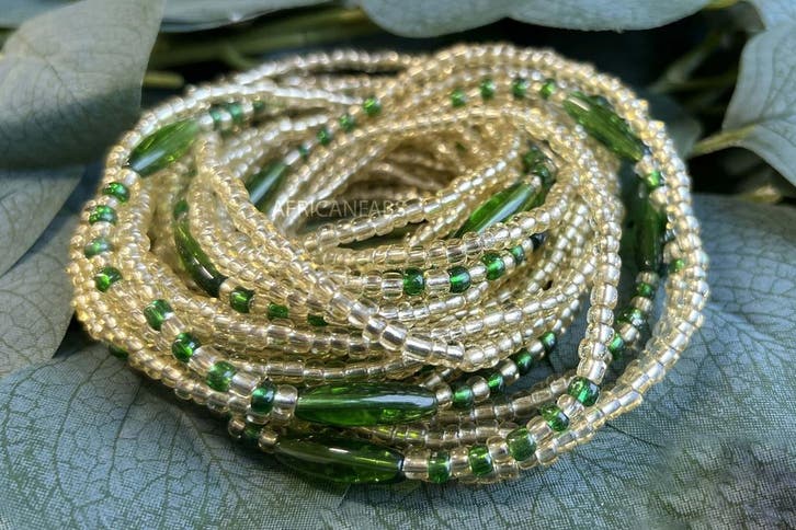 Waist Beads / Afrikaanse Heupketting - ADAMAZA - Groen (elas, Sieraden, Tassen en Uiterlijk, Kettingen, Nieuw, Ophalen of Verzenden