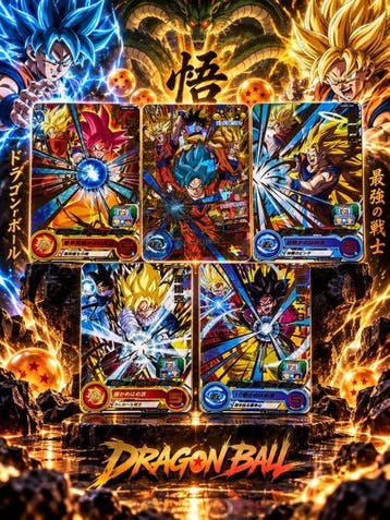 Bandai - 5 Card - Dragon Ball, Dragon Ball Z - Son Goku, Nieuw