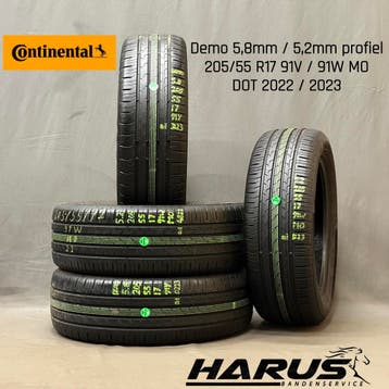 205/55/17 91V Continental zomerbanden 5,8/5,2mm profiel 4X, Auto-onderdelen, Gebruikt, 17 inch, Band(en), Personenwagen