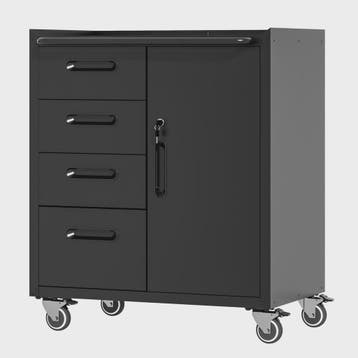 Stevige Metalen Gereedschapskast op Wielen - 75x42x88 cm, Zw, Doe-het-zelf en Verbouw, Verzenden, Nieuw