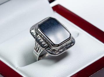 - min. 800 zilver - onyx - zegelring - Ring