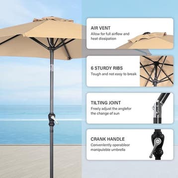 2dekans | Angel Living Parasol Ø250 cm - Kantelbaar - Beige, Ophalen of Verzenden, Zo goed als nieuw