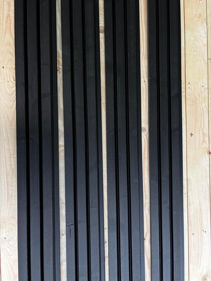 Zwarte gevelbekleding - Thermisch Gemodificeerd, Doe-het-zelf en Verbouw, Hout en Planken, Overige houtsoorten, 300 cm of meer
