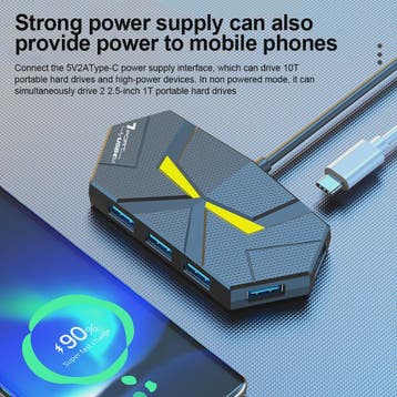 4/7 Poorts USB 3.0 Hub met Type-C Voeding - 5Gbps Docking St, Verzenden, Nieuw