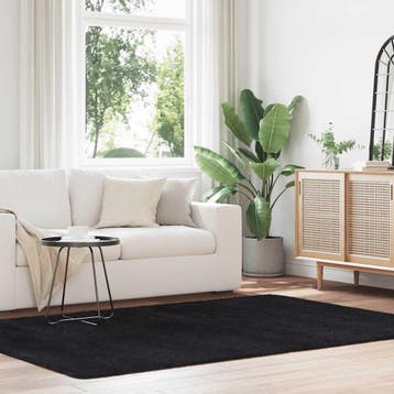 vidaXL Hoogpolig vloerkleed NAVARRA 160x230 cm polyester, Verzenden, Nieuw, Zwart
