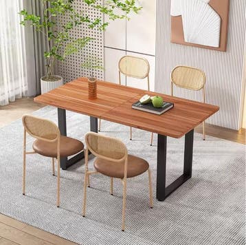 Set van 4 Rotan Eetkamerstoelen –PU-Zitting en Metalen Poten, Verzenden, Nieuw