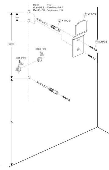 Wiesbaden Erie RVS douchekolom + therm.kr. 1480x220, Ophalen of Verzenden, Nieuw