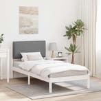 vidaXL Bedframe met Gevoerd Hoofdgedeelte Lichtgrijs 90 x, Huis en Inrichting, Slaapkamer | Bedden, Verzenden, Nieuw, Hout