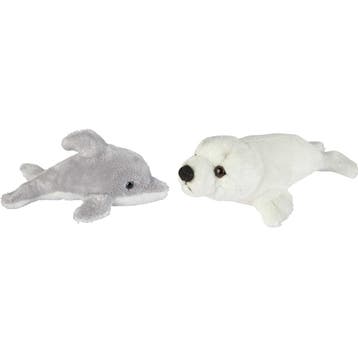 Zeedieren pluche knuffels 2 stuks - dolfijn en zeehond pup, Verzenden, Nieuw