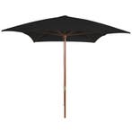 vidaXL Parasol met houten paal 200x300 cm zwart, Tuin en Terras, Verzenden, Nieuw, 2 tot 3 meter