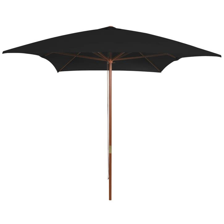 vidaXL Parasol met houten paal 200x300 cm zwart, Tuin en Terras, Parasols, Nieuw, 2 tot 3 meter, Verzenden