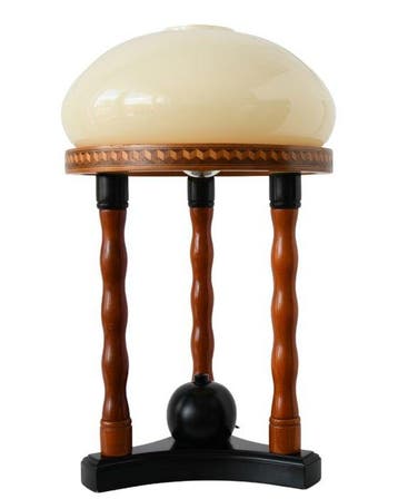 Temde Leuchten - Tafellamp - Metaal, Hout, Glas - H 46,5 cm