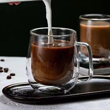 Dubbelwandige Glazen Koffiemok met Handvat 150–350 ml, Verzenden, Nieuw