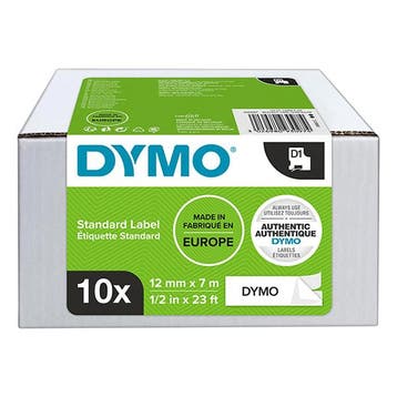 Dymo 2093097 tape zwart op wit 12 mm 10 tapes 45013, Computers en Software, Printerbenodigdheden, Verzenden, Nieuw, Printertape