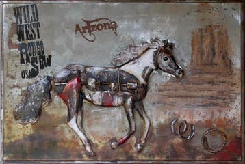 Metalen 3D schilderij 120x80 cm - Wild West Horse - 5 stuks, Ophalen