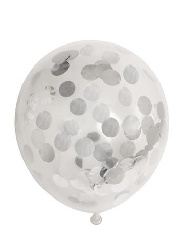 6x Confetti ballonnen zilver, Verzenden, Nieuw, Versiering, Verjaardag