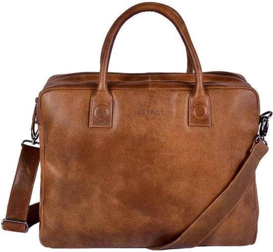 DSTRCT Fletcher Street Leren Laptoptas - 15,6 inch - Cognac, Sieraden, Tassen en Uiterlijk, Tassen | Schoudertassen, Verzenden