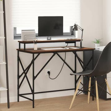 vidaXL Bureau Bruin Eiken 100 x 50 x 86,5 cm Bewerkt hout, Verzenden, Nieuw