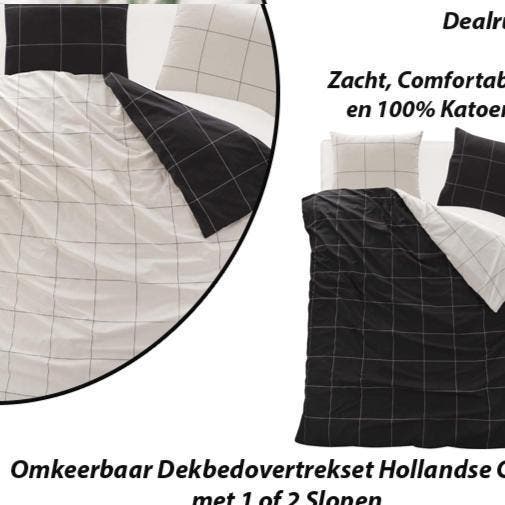 Omkeerbaar Dekbedovertrekset Hollandse Carré, Huis en Inrichting, Slaapkamer | Beddengoed, Nieuw, Verzenden