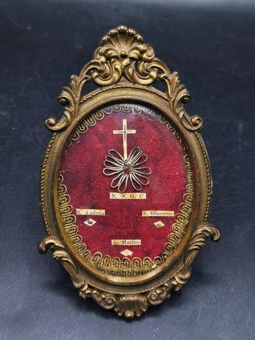 Reliekhouder - Metaal, Glas, Textiel - 1850-1900 - Heilige, Antiek en Kunst