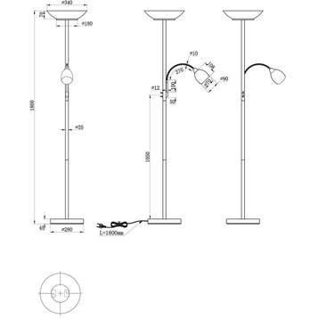 LED Vloerlamp - Trion Germin - E27 Fitting - Rond - Mat Goud, Ophalen of Verzenden, Nieuw, Metaal