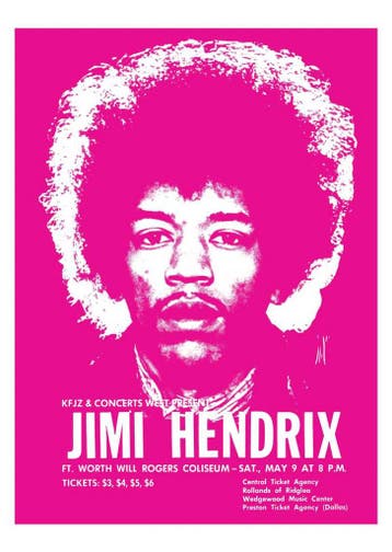 Posters - Poster Hendrix, Jimi - Jimi Hendrix - Roze, Verzenden, Zo goed als nieuw