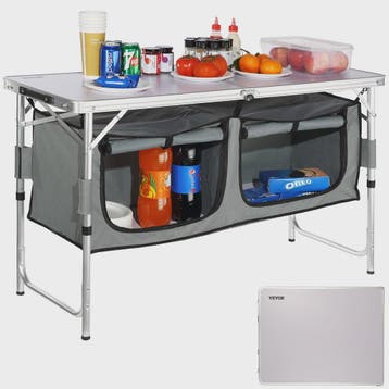 Opvouwbare Camping Keukentafel met 2 Opbergvakken - Snel Op, Verzenden, Nieuw