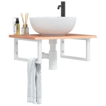 vidaXL Badkamer wandschap staal en massief eikenhout, Verzenden, Nieuw