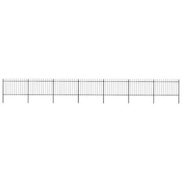 vidaXL Tuinhek met speerpunt staal 1172x120 cm zwart, Verzenden, Nieuw, IJzer, 1 tot 2 meter
