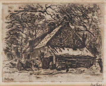 Willem de Zwart (1862-1931) - Boerenhuisje met kar