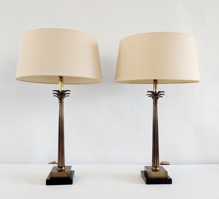 Tafellamp (2) - Palmtree style - Gelakt messing - Set xl, Antiek en Kunst, Curiosa en Brocante