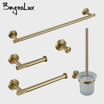Luxe Geborsteld Gouden Badkamer Accessoires Set: Handdoekrek, Verzenden, Nieuw