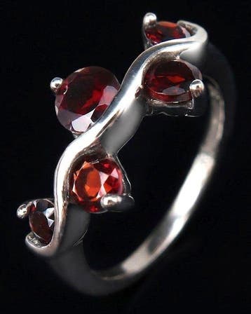 Granaat - Zilver, L’Onde Flamboyante – Ring met granaat –