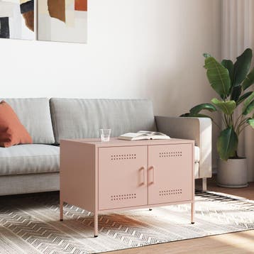 vidaXL Salontafel 68x50x50,5 cm staal roze, 50 tot 100 cm, Verzenden, Nieuw, 50 tot 100 cm