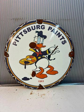 Burg Punch Awls – emaille reclamebord, 1963 - Emaille bord -